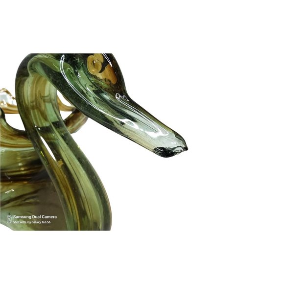Vintage Mid - Century Sooner or Arklahoma Hand Blown Art Glass Swan Centerpiece - Picture 2 of 2